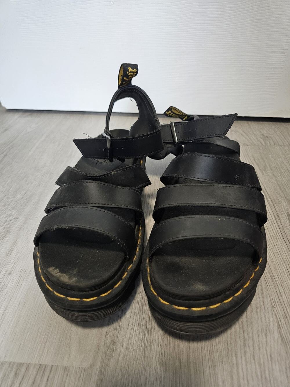 DOC MARTEN BLAIRE Sandals BLACK Leather Platform Bouncing Sole Size US 11